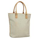 CELINE C Macadam Canvas Tote Bag Suede White Gold Auth mr1231-1