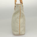 CELINE C Macadam Canvas Tote Bag Suede White Gold Auth mr1231-3