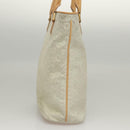 CELINE C Macadam Canvas Tote Bag Suede White Gold Auth mr1231-4