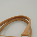 CELINE C Macadam Canvas Tote Bag Suede White Gold Auth mr1231-8