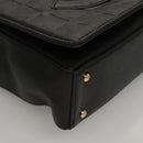 CHANEL Choco Bar line Shoulder Bag Lamb Skin Black CC Auth mr1233-9