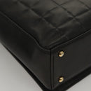 CHANEL Choco Bar line Shoulder Bag Lamb Skin Black CC Auth mr1233-12