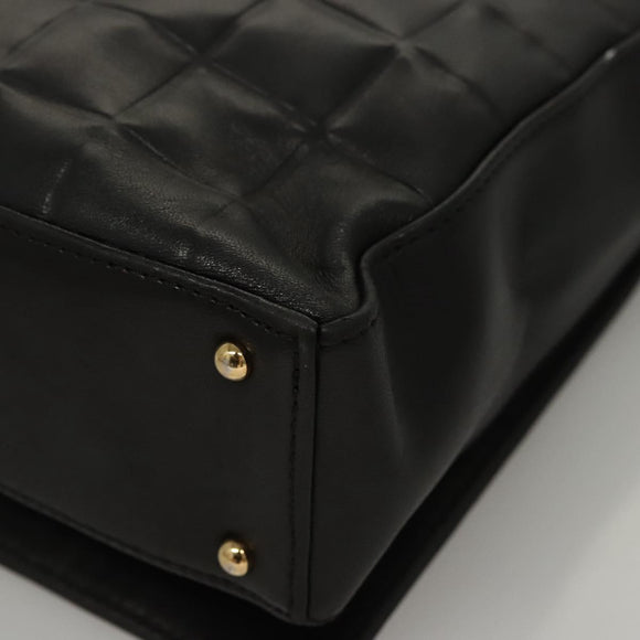 CHANEL Choco Bar line Shoulder Bag Lamb Skin Black CC Auth mr1233