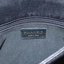 CHANEL Choco Bar line Shoulder Bag Lamb Skin Black CC Auth mr1233-15