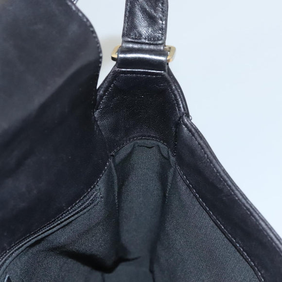 CHANEL Choco Bar line Shoulder Bag Lamb Skin Black CC Auth mr1233