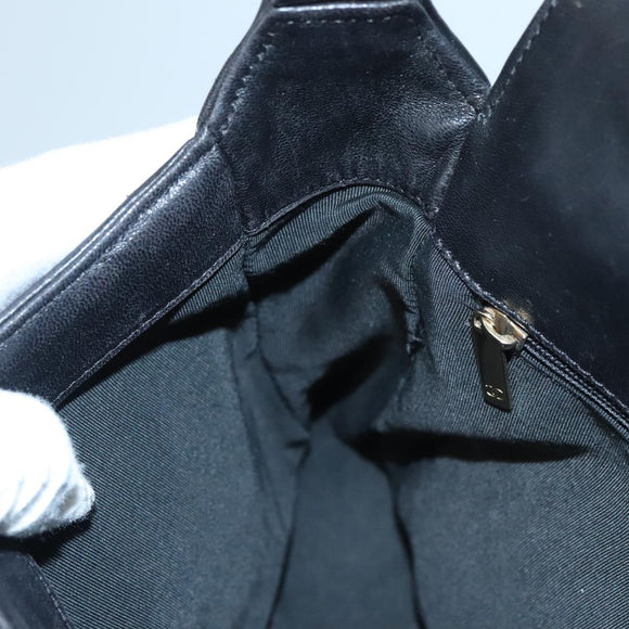 CHANEL Choco Bar line Shoulder Bag Lamb Skin Black CC Auth mr1233