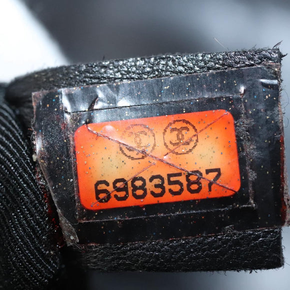 CHANEL Choco Bar line Shoulder Bag Lamb Skin Black CC Auth mr1233