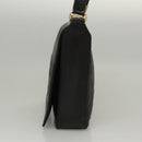 CHANEL Choco Bar line Shoulder Bag Lamb Skin Black CC Auth mr1233-4