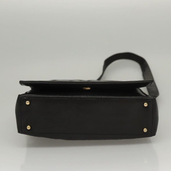 CHANEL Choco Bar line Shoulder Bag Lamb Skin Black CC Auth mr1233