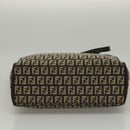 FENDI Zucchino Canvas Tote Bag Brown Silver Auth mr1240-6