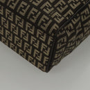 FENDI Zucchino Canvas Tote Bag Brown Silver Auth mr1240-15