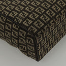 FENDI Zucchino Canvas Tote Bag Brown Silver Auth mr1240-16