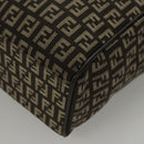 FENDI Zucchino Canvas Tote Bag Brown Silver Auth mr1240-17