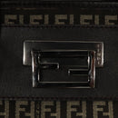 FENDI Zucchino Canvas Tote Bag Brown Silver Auth mr1240-10