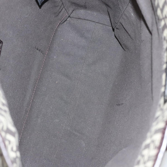 FENDI Zucchino Canvas Tote Bag Brown Silver Auth mr1240