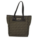 FENDI Zucchino Canvas Tote Bag Brown Silver Auth mr1240-13