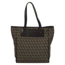 FENDI Zucchino Canvas Tote Bag Brown Silver Auth mr1240-2