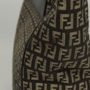 FENDI Zucchino Canvas Tote Bag Brown Silver Auth mr1240-5