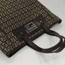 FENDI Zucchino Canvas Tote Bag Brown Silver Auth mr1240-7