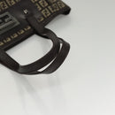 FENDI Zucchino Canvas Tote Bag Brown Silver Auth mr1240-8