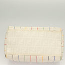 FENDI Zucca Canvas Boston Bag PVC White Gold Auth mr1249-10