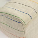 FENDI Zucca Canvas Boston Bag PVC White Gold Auth mr1249-11