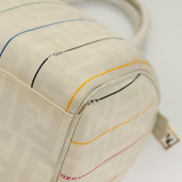 FENDI Zucca Canvas Boston Bag PVC White Gold Auth mr1249
