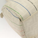 FENDI Zucca Canvas Boston Bag PVC White Gold Auth mr1249-13