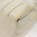 FENDI Zucca Canvas Boston Bag PVC White Gold Auth mr1249-14