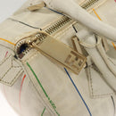 FENDI Zucca Canvas Boston Bag PVC White Gold Auth mr1249-15