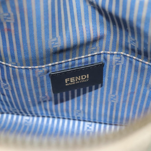 FENDI Zucca Canvas Boston Bag PVC White Gold Auth mr1249