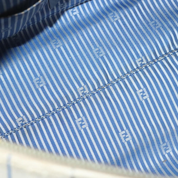 FENDI Zucca Canvas Boston Bag PVC White Gold Auth mr1249