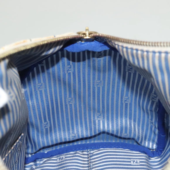 FENDI Zucca Canvas Boston Bag PVC White Gold Auth mr1249