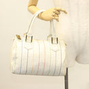 FENDI Zucca Canvas Boston Bag PVC White Gold Auth mr1249-23