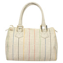 FENDI Zucca Canvas Boston Bag PVC White Gold Auth mr1249-2