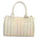 FENDI Zucca Canvas Boston Bag PVC White Gold Auth mr1249-3