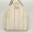 FENDI Zucca Canvas Boston Bag PVC White Gold Auth mr1249-4