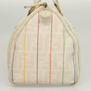 FENDI Zucca Canvas Boston Bag PVC White Gold Auth mr1249-5
