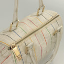 FENDI Zucca Canvas Boston Bag PVC White Gold Auth mr1249-6