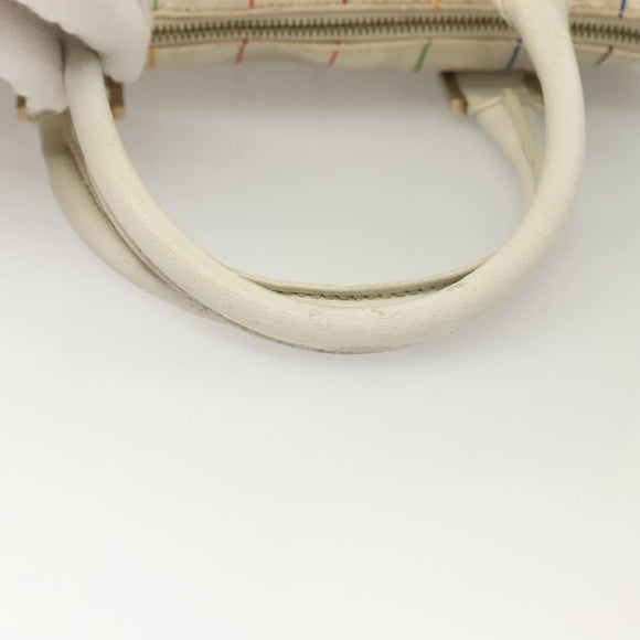 FENDI Zucca Canvas Boston Bag PVC White Gold Auth mr1249