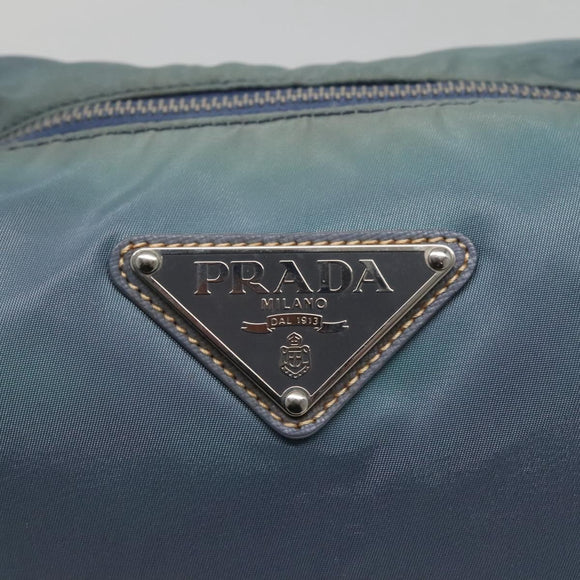 PRADA Shoulder Bag Nylon Blue Silver Auth mr1259