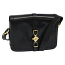 CELINE Shoulder Bag Leather Black Gold Auth mr1261-1