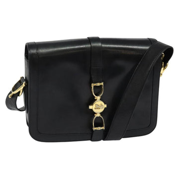CELINE Shoulder Bag Leather Black Gold Auth mr1261