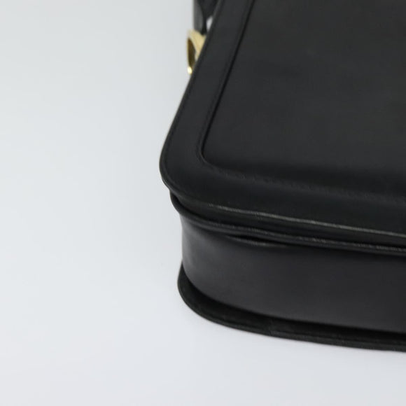 CELINE Shoulder Bag Leather Black Gold Auth mr1261
