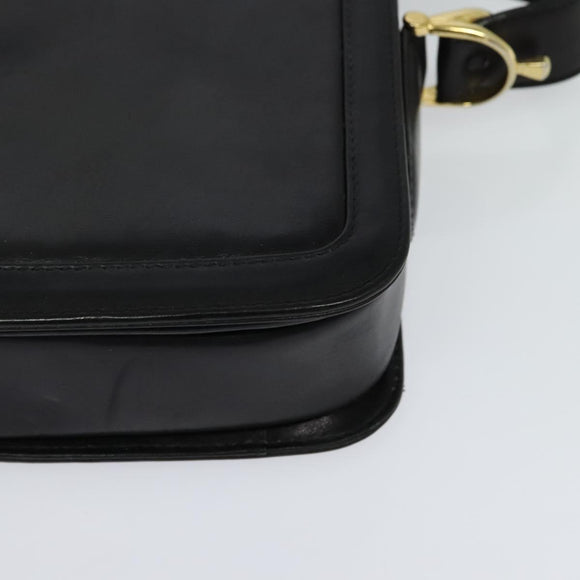 CELINE Shoulder Bag Leather Black Gold Auth mr1261