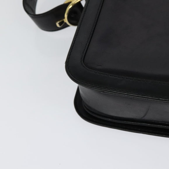 CELINE Shoulder Bag Leather Black Gold Auth mr1261