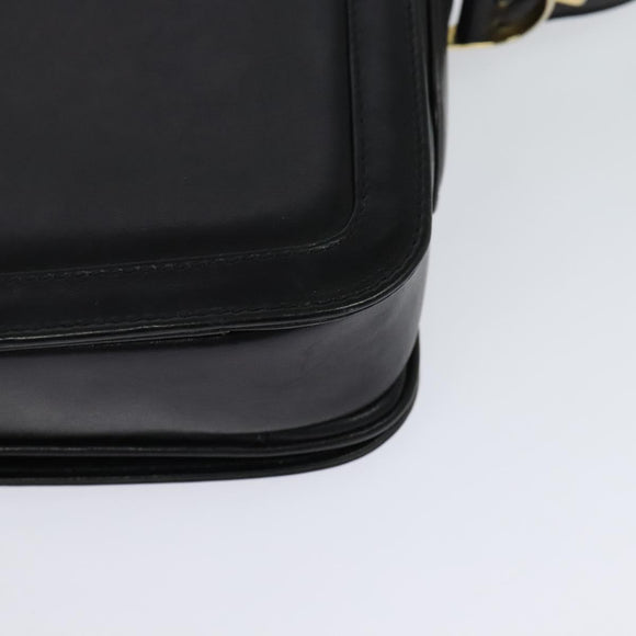 CELINE Shoulder Bag Leather Black Gold Auth mr1261