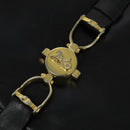 CELINE Shoulder Bag Leather Black Gold Auth mr1261-9