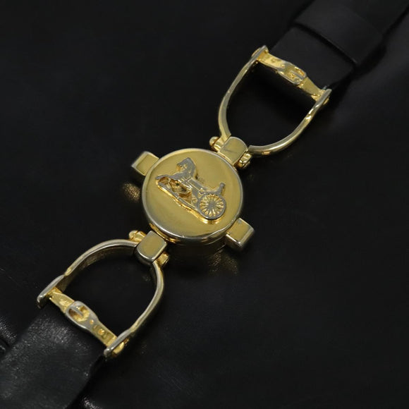 CELINE Shoulder Bag Leather Black Gold Auth mr1261