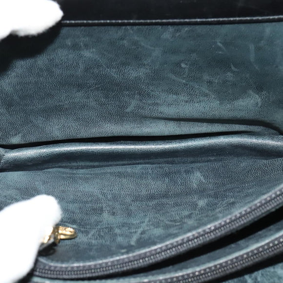 CELINE Shoulder Bag Leather Black Gold Auth mr1261